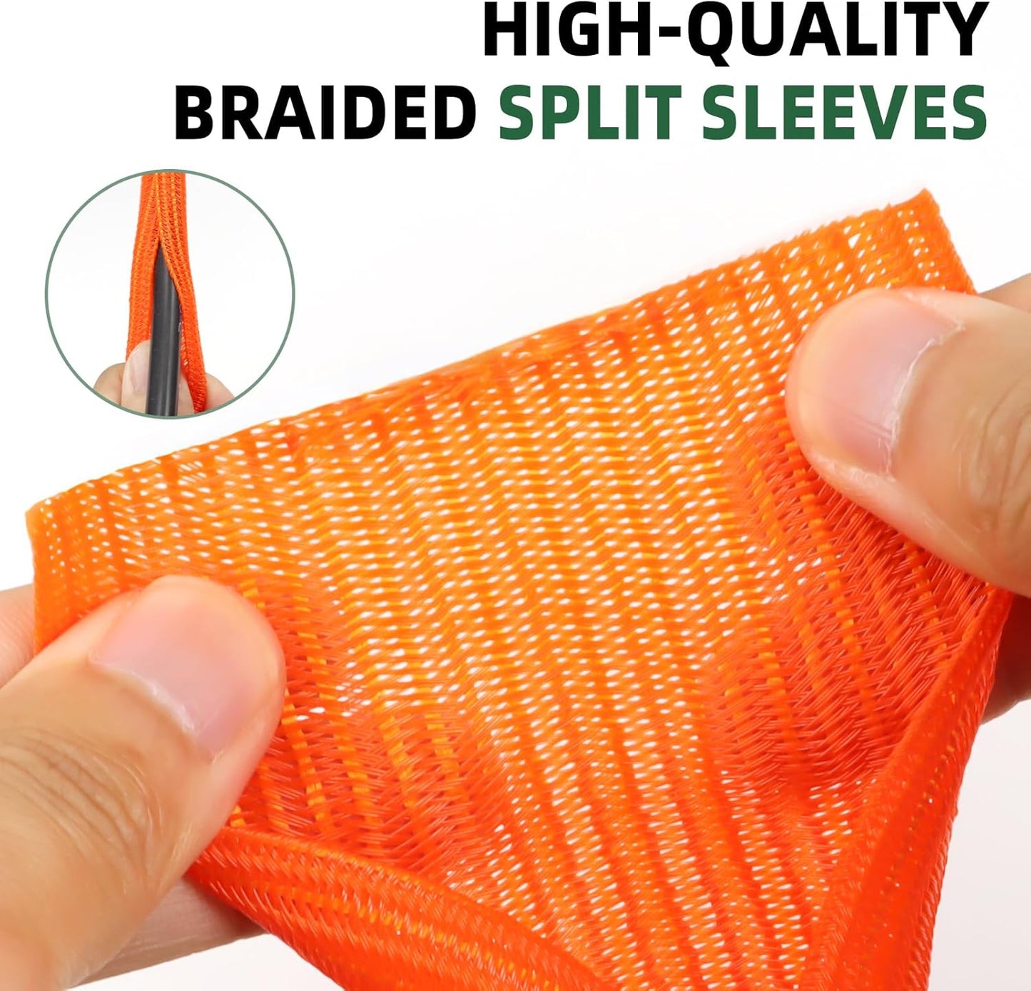 Split Wire Loom Tubing, Cable Protector Sleeve, Braided Cable Management for TV/Computer/Home Theater/Engine Bay, Cord Protectors from Pets No Chew (Orange, 1/8"-25ft)