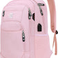 Laptop Backpack,Business Travel Anti Theft Slim Durable Laptops Backpack with USB Charging Port,Water Resistant College Computer Bag for Women & Men Fits 15.6 Inch Laptop and Notebook-Light Pink