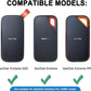 Lacdo Hard Carrying Case for SanDisk Extreme Pro/SanDisk Extreme Portable External SSD 500GB 1TB 2TB 4TB 8TB USB-C Solid State Drive EVA Shockproof Protective Storage Travel Bag, Black+Orange