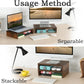 TEAMIX Monitor Riser - 2 Pack, Rustic Brown Wood Adjustable Stand for 2 Monitors/Laptop/PC