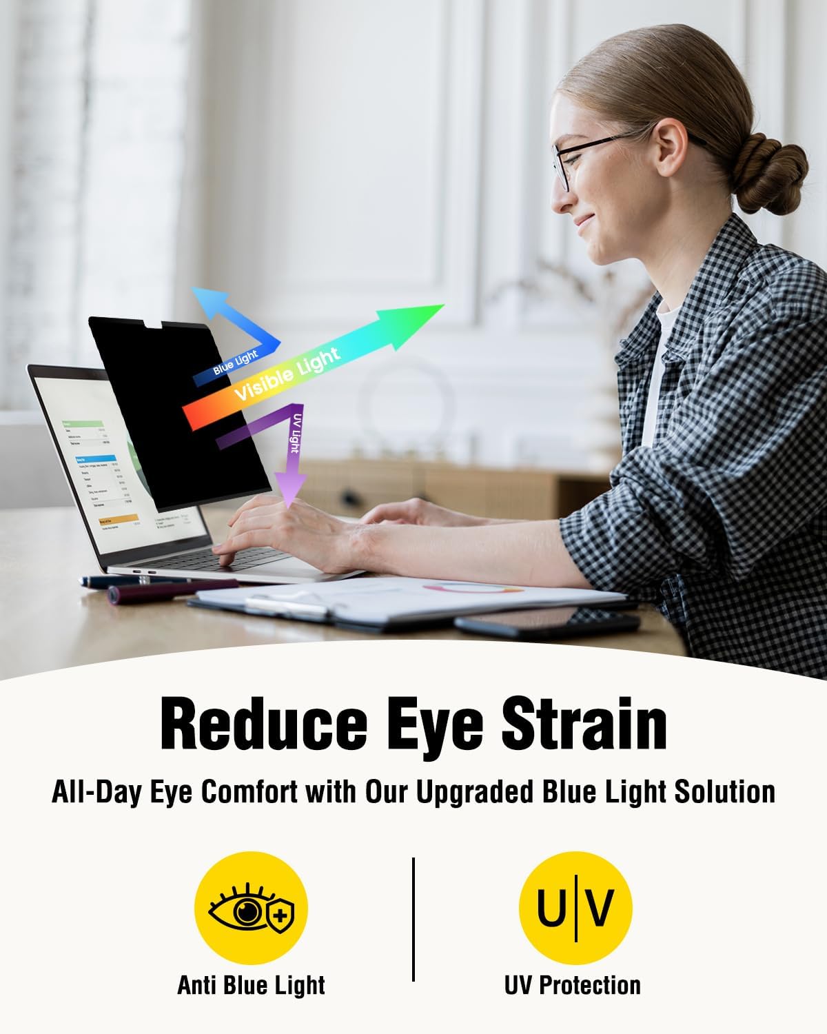 F FORITO Magnetic Privacy Screen Protector Compatible with MacBook Air 15.3 inch (2023-2025, M2, M3, M4), Removable 360° Anti Peeping Anti Blue Light Anti Glare Laptop Privacy Screen Shield