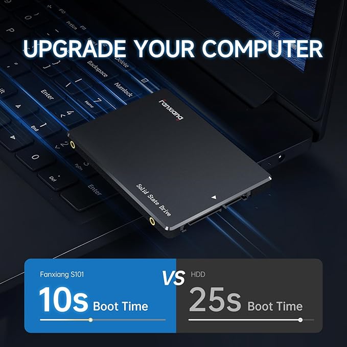 fanxiang S101 250GB SSD SATA III 6Gb/s 2.5" Internal Solid State Drive, Read Speed up to 500MB/sec, Compatible with Laptop and PC Desktops(Black)