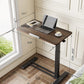 FLEXISPOT H7 PRO Mobile Standing Desk Adjustable Overbed Table Pneumatic with Wheels 90°Tiltable Portable Laptop Desk Rolling Computer Cart Foldable Bedside Table(31.5" W x 17.7" D, Rustic Brown)