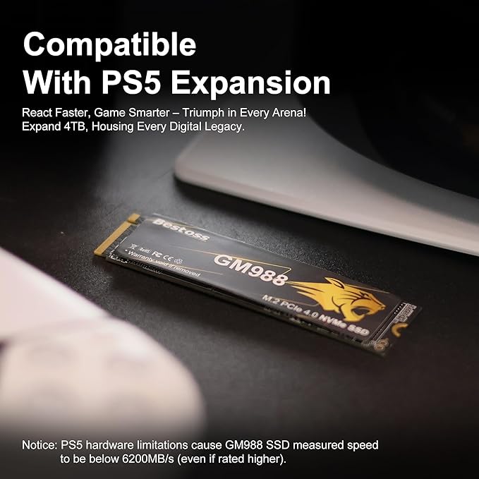 M.2 2280 NVMe SSD 1TB PCIe Gen 4, Up to 7300MB/s, SLC Cache & HMB, PS5/PC/Laptop Upgrade, Tailored for Gamers, Video Editors, High-End Creators, and AI Developers Demanding Blazing-Fast Speed GM988