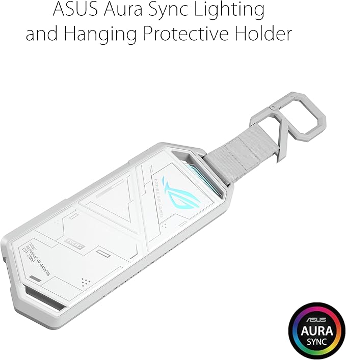 ASUS ROG Strix Arion White M.2 NVMe SSD Enclosure-USB3.2 Gen 2x1 Type-C (10Gbps), Dual USB-C to C & USB-C to A, Screwdriver-Free, Thermal Pads Included, Fits PCIe 2280/2260/2242/2230 M Key/B+M Key