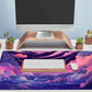 Pastel Pink Purple Clouds Moon Mouse pad Desk Mat, Cute Space Deskmat XXL Large Extended Mousepad Gaming Desk Pad, Big Laptop Computer Keyboard and Mouse Pad Mat for Women Office Decor 31.5x15.7 in