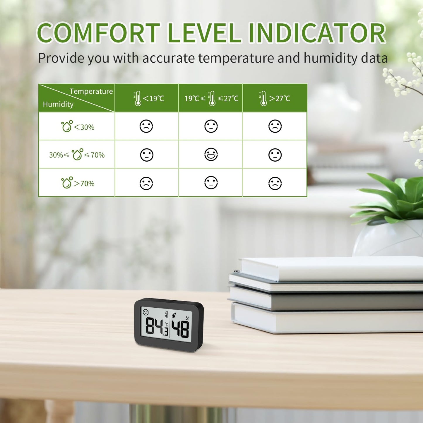 DOOMAY Mini Hygrometer Indoor Thermometer, Humidity Gauge with ℃/℉ Switch, Humidity Meter Digital Temperature Monitor for Greenhouse Babyroom Cellar Reptile Incubator Closet (4)