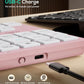 Nulea Wireless Number Pad Bluetooth 5.0 & 2.4G Portable Numeric Keyboard, USB-C Rechargeable, 34-Keys Bluetooth Keyboard for Data Entry (Pink)
