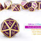 DNDND Glitter Purple Metal Dice Set, Solid Polyhedral DND Metallic Dice with Free Metal Case for Role Polying Game Dungeons and Dragons