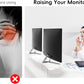 Dual Monitor Stand Riser, Wing-Shaped Sturdy Desktop Wood Stand for 2 Monitors, White Riser for Laptop, PC, Computer