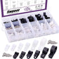 Swpeet 135 Pack 6 Sizes White+Black Nylon Plastic R-Type Cable Clips Clamp Assortment Kit, 3/16" 1/4" 3/8" 1/2" 3/4" 1" Nylon Screw Mounting Cord Fastener Clips with 135Pcs Screws for Wire Management