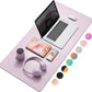 YSAGi Desk Mat, Desk Pad, 35.4" x 17" Laptop Leather Desk Pad Protector, Large Leather Desk Blotter for Keyboard and Mouse, Dual-Sided Desk Writing Pad for Office(Grayish Lavendar+Cinnamon Buff)