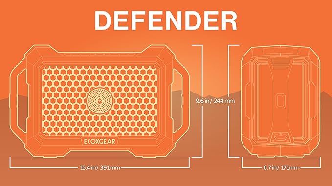 ECOXGEAR Defender: Outdoor Portable Bluetooth Speaker, 121dB Massive Sound, Waterproof and Drop Proof, with LED Party Lights, Pair up to 100, 25+ Hours Playtime (Black Oak)
