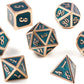 Teal D&D Metal Dice Set,DNDND 7 PCS Metallic Dungeons and Dragons Dice with Free Metal Case for D&D Game Role Playing (Teal and Copper)