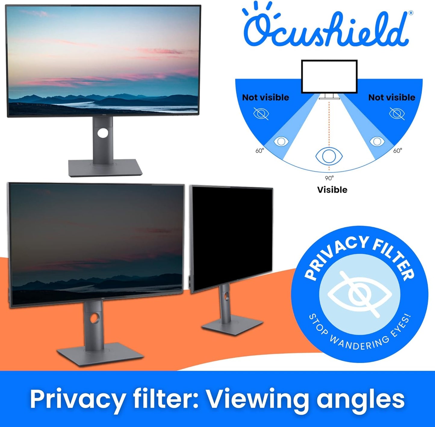 Ocushield 19” (5:4) Premium Anti Blue Light Screen Protector with Privacy Filter for Laptops and Computer Monitors - Anti-Glare - Easy Install - Anti-Fatigue (377 x 302 mm)
