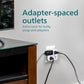 Philips EZFit 3-Outlet Surge Outlet Extender with USB, 1 USB-A, 1 USB-C, Adapter Spaced, Charging Station, 12W, 980 Joules, White - SPP9393W/37
