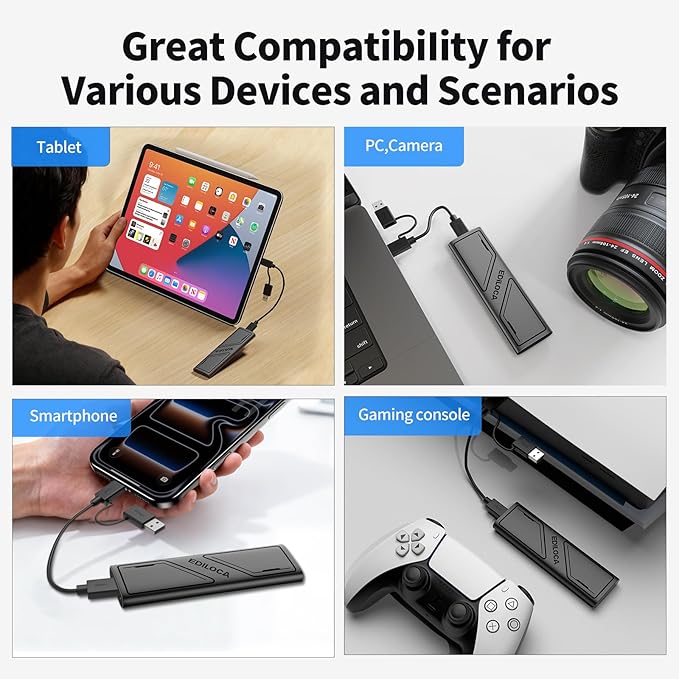 EP1000 External Hard Drive 2TB,Portable Ssd,External Solid State Drives Up to 1000MB/s Read, Storage Expansion, Compatible w/USB-C Smartphones, PC, Mac, Tablets, Sleek & Sturdy Design