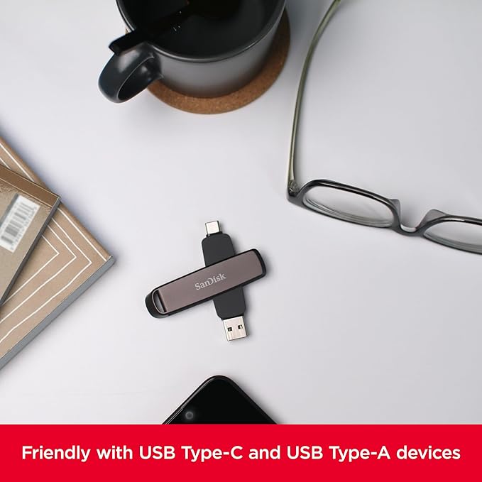 SANDISK 512GB Extreme PRO Dual Drive - Up to 1,000MB/s, USB Type-C, and USB Type-A, High-Performance Flash Drive - SDDDE1-512G-G46