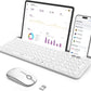 seenda Bluetooth Keyboard and Mouse for iPad, CTU-301 Multi-Device Bluetooth + 2.4G Wireless Keyboard Mouse with Tablet Holder for MacBook/Windows Computer, iOS/Andriod Tablet Phone, White