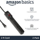 Amazon Basics Surge Protector Power Strip, 6-Outlet with 200J Protection, 2ft Extension Cord, Rectangle, Black (2 Pack)