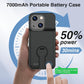 Battery Case for iPhone 15/15 Pro, Charging Case with Stand 7000mAh Rechargeable Ultra-Slim Anti-Fall Protection Extended Battery Pack Charger Cover for iPhone 15/15 Pro Battery Case 6.1" Black
