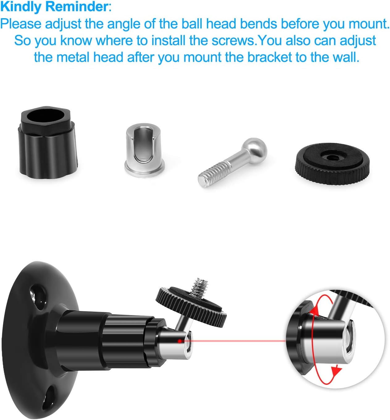 FastSnail Wall Mount Compatible with Wyze Cam Pan & Wyze Cam V3/Ring Camera, Adjustable Indoor Outdoor Mount for Wyze Cam Pan, Wyze Cam Outdoor, Wyze Cam V3/ArloPro/2/3/4/5//Ultra/Ultra 2 Pack Black