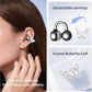 Kinglucky Gen2 Clip-On Earbuds with Butterfly Earrings, Charge & Store Without Removing Earrings, Comfortable Fit & 50H Playtime Open-Ear Bluetooth Headphones for Women, Small Ears, Gifts (Black)