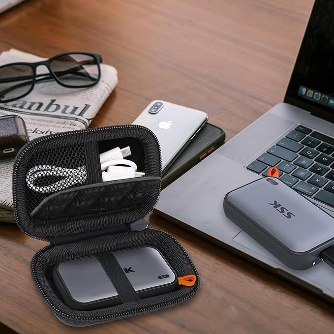 Lacdo Hard Carrying Case for SSK Portable SSD External Solid State Drives 250GB 500GB 1TB 2TB 4TB SSD External Hard Drive USB 3.2 Gen2 Hard EVA Shockproof Protective Storage Travel Bag, Black
