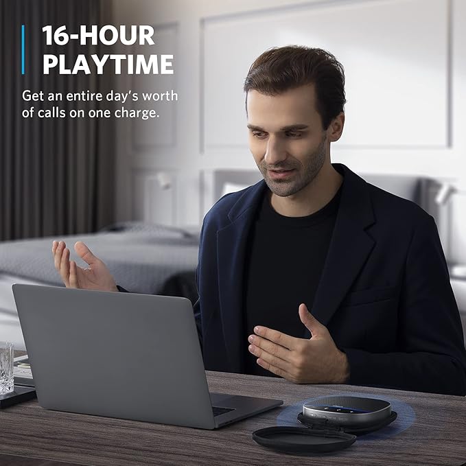Anker PowerConf S500 Speakerphone with Zoom Rooms and Google Meet Certifications, USB-C Conference Speaker, Bluetooth Speakerphone for Conference Room, Conference Microphone with Premium Voice Pickup