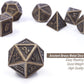 DnDnD Ancient Design Dice, 7PCS Brass DND Metal Dice with Metal Box for Table Games Dungeons and Dragons D&D
