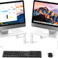 Bracwiser Monitor Stand Riser,3 Level Height Adjustable Desktop monitor stand for Computer, Laptop, Printer, Notebook with Vented Metal Platform 370X235MM 2 Packs,White