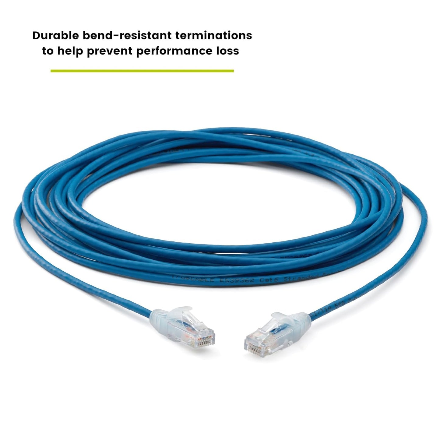 TRUECABLE Cat6 Component Rated Patch Cable, Unshielded (U/UTP), 25ft, Blue, 28AWG Solid Copper, Snagless 10G High-Speed Ethernet Cable, PoE++ 4PPoE 100W, UL Listed, RoHS-3, 1 Pack