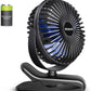 BESKAR Portable Clip on Fan Rechargeable, 4 Speeds Small Battery Operated Fans, USB Desk Fan with Strong Airflow, Sturdy Clamp Fans for Golf Cart Office Outdoor Travel Camping