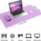 Leather Desk pad Protector, Large Desk mat with Natural Cork & PU Leather,Mouse pad,Non-Slip Office Desk Mat,Waterproof Desk Writing Pad for Office and Home (31.5in*17in,Purple)