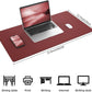 AFIING Leather Desk pad Protector, Large Desk mat with Natural Cork & PU Leather,Mouse pad,Non-Slip Office Desk Mat,Waterproof Desk Writing Pad for Office and Home (23.6in*13in, Red)
