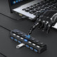 USB Hub 7 Port,USB 3.0 Hub Splitter with Individual On/Off LED Switches, USB Hub for PC 5Gbps HighSpeed Data for Laptop, MacBook, Mac Pro, Mac mini, iMac, Surface Pro and More