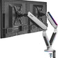 AVLT Dual 27”-43” RGB Gaming Monitor Arm Desk Mount Built-in 20 Lighting Modes Touch Button Control Fits Flat/Curved/Ultrawide Screen Height Swivel Tilt Rotation Adjustable Stand -White