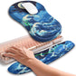 Hokafenle 2in1 Combination, Wave Keyboard Wrist Rest and Ergonomic Curvature Mouse Pad Wrist Support for Relieve Wrist Pain, Filled with Soft Cushion Memory Foam, Crescent Waves