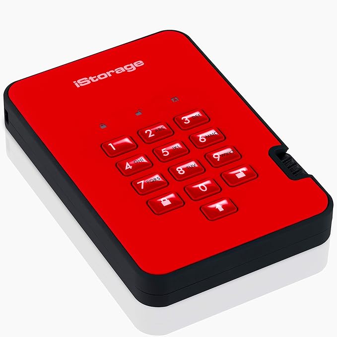 iStorage diskAshur2 SSD 256GB Red| Secure portable solid state drive | Password protected | Dust & water resistant | Hardware Encryption