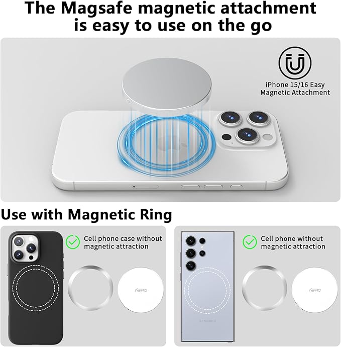 P10 Magnetic PSSD ，For iphone MagSafe Portable SSD, Upto 2000MB/s-Type-C, SM2320，USB 3.2 Gen 2x2 20Gbps, Connectivity, Updated Firmware - Portable Magnetic External Solid State Solution (Black-2T)
