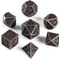 Acient Silver Bloodstained Metal Dice Set DND, DNDND 7PCS Metallic Halloween Die with Metal Case for Dungeons and Dragons Tabletop Games