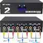 MEIRIYFA 2 Way AV RCA Switcher Splitter 2 in 1 Out, 2 Port AV RCA Switch 2-in-1 Composite Video L/R Audio Switcher Selector Box for DVD Player, Game Consoles TV Monitor Projector