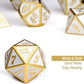 DnDnD White with Gold Number DND Dice Sets,Solid Metal Die with Free Gorgeous Metal Tin for Dungeons and Dragons D&D Role Playing Game Tabletop Games