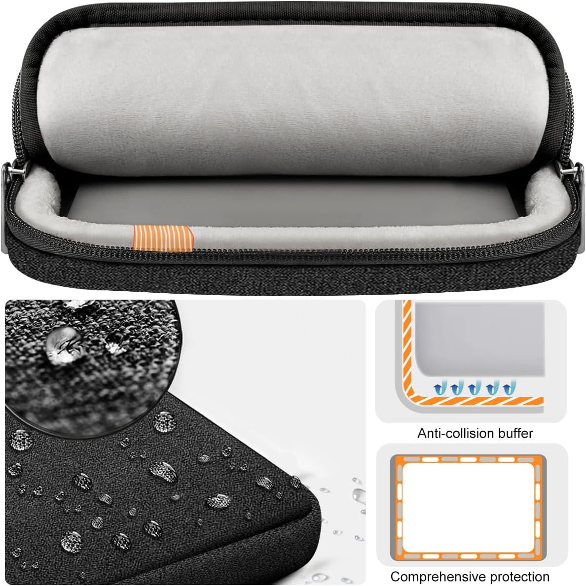 Hseok Laptop Case 15 15.6 16 inch Sleeve with Handle and Hidden Strap,Compatible with MacBook Pro 15.4 16, 360° Protective PC Briefcase with 4 Pockets for Laptop Accessory,Easy to Carrying,Carbon