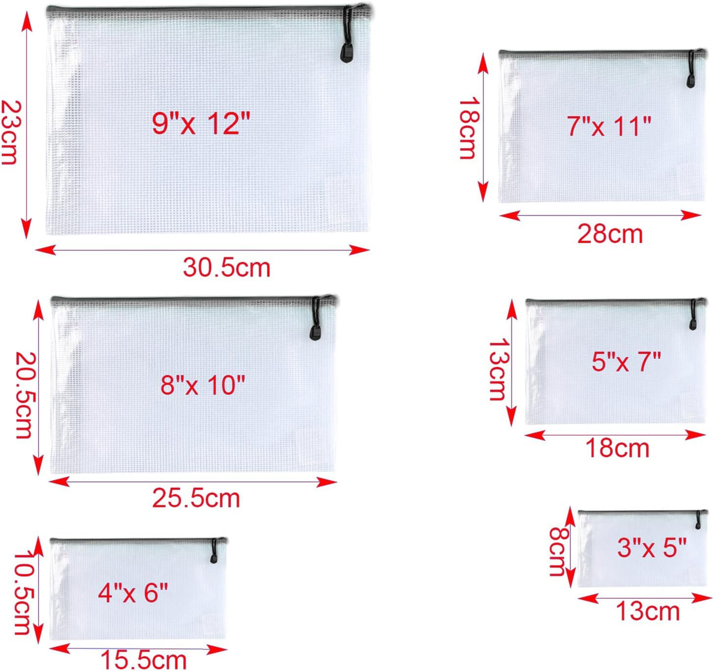 Oaimyy-20 Pcs 8"x 10" Inch Mesh Zipper Pouch Bags, Zipper Bags for Organizing Storage, Zipper Pouches, Letter Size, File Bags for School,Puzzle, Board Games and Office Supplies (Color)