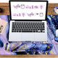 4-in-1 Large Gaming Mouse Pad and Keyboard Wrist Rest, Desk Pad for Keyboard and Mouse, Non-Slip Desk Mat for Home Office Study Game-Purple Marble