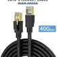 Cat8 Ethernet Cable, Internet Network Cord, 40Gbps 2000Mhz LAN Wires, High Speed SSTP LAN Cables with Gold Plated RJ45 Connector for Router, Modem, Gaming, Xbox (250ft)