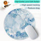 ITNRSIIET Round Mouse Pad with Stitched Edge Premium-Textured Waterproof Non-Slip Rubber Base Desktop Protection Mat Diameter 8.7 inches, Blue Abstract Marble