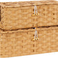 Temary Cable Management Box with Lids, 2-Pack Handmade Cable Organizer Boxes for Home, Office to Hide Cords and Power Strip, Cord Cover Floor Hider Set Woven Rattan Cable Organizer Box