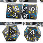 PJOY Metal Dice Set D&D Star DND Dice Set Polyhedral Dice for RPG Role Playing Games Dungeons and Dragons TTRPG Black Yellow Blue DND Dice for DND Gamers